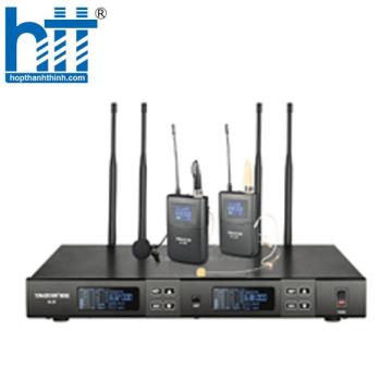 Hợp Thành Thịnh - Bộ micro không dây tầm xa cài đầu, cài ve áo UHF hai kênh M2-FP